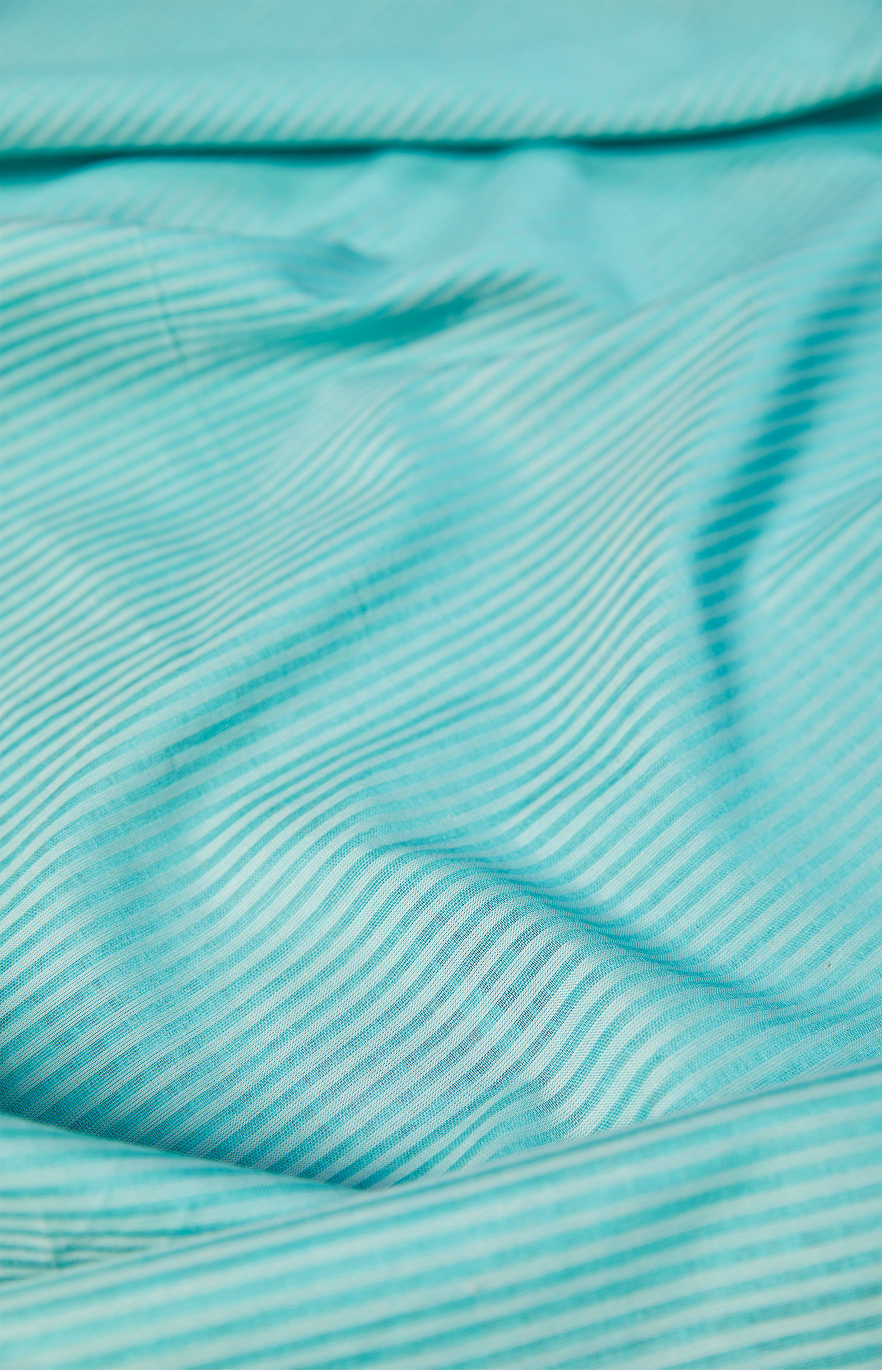 Pale Blue, Handwoven Organic Cotton, Plain Weave , Jacquard, Work Wear, Striped Saree